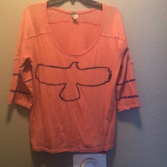Free People Tops - Free people bird tee 3/4 length sleeve large